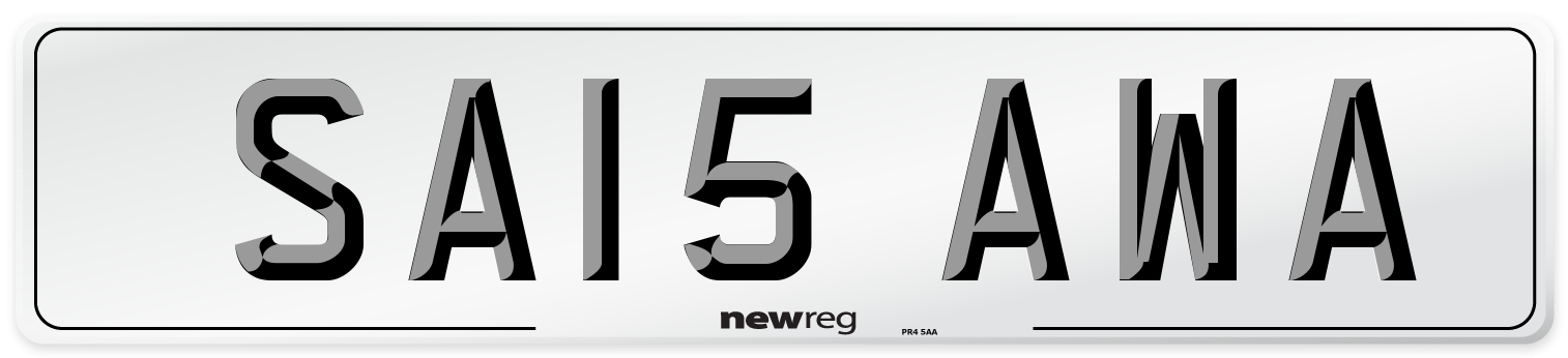 SA15 AWA Number Plate from New Reg